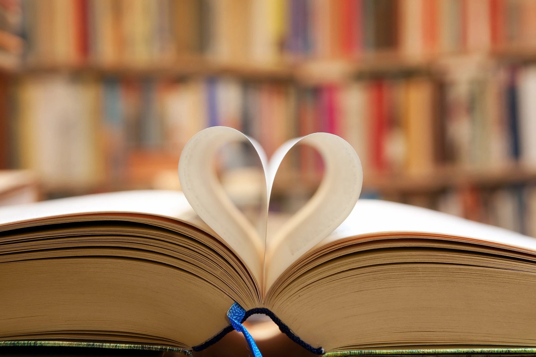 A heart-shaped fold in an open book